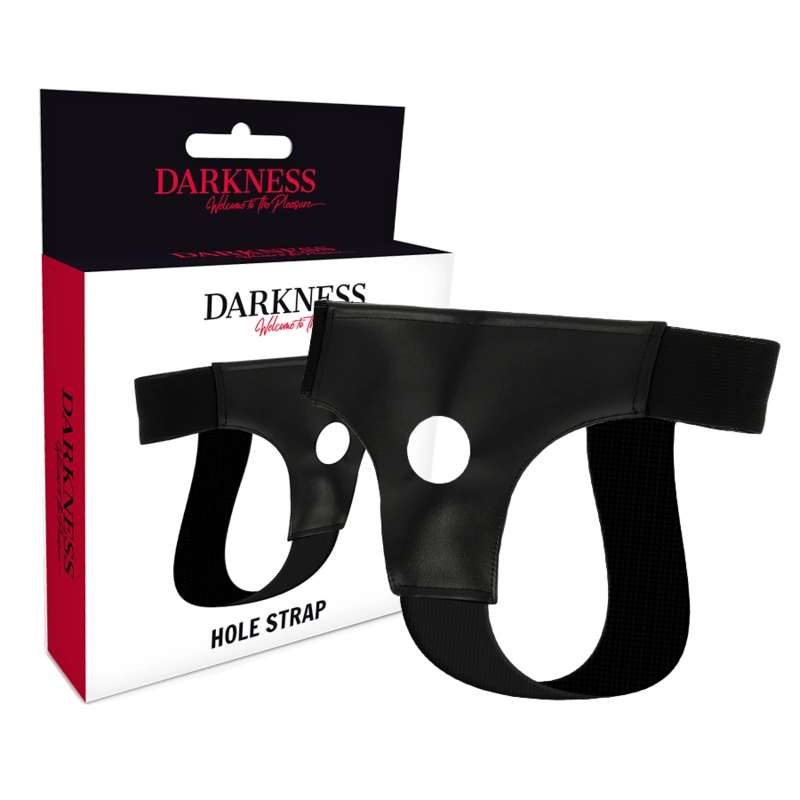 Darkness szelki z otworem uniwersalne, skora PU, czarne