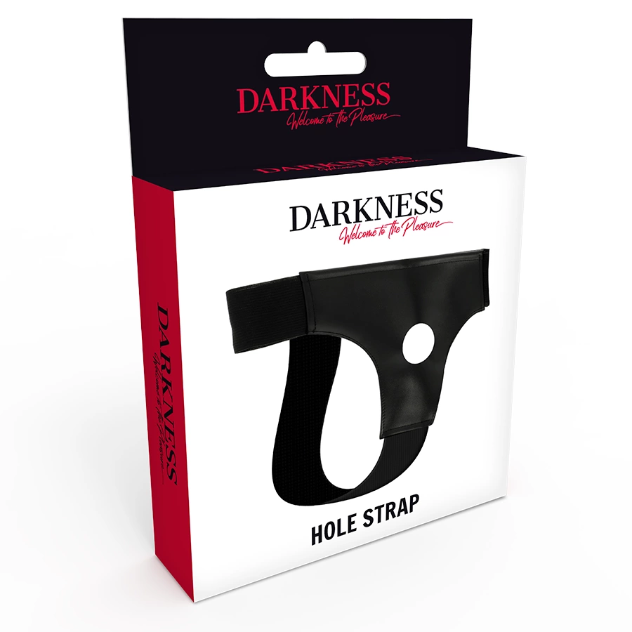 Darkness szelki z otworem uniwersalne, skora PU, czarne