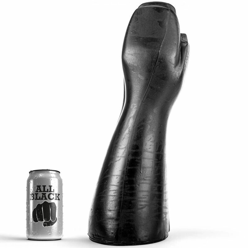 All Black AB13 duży model dłoniowy 39 cm, elastyczny PVC, czarny