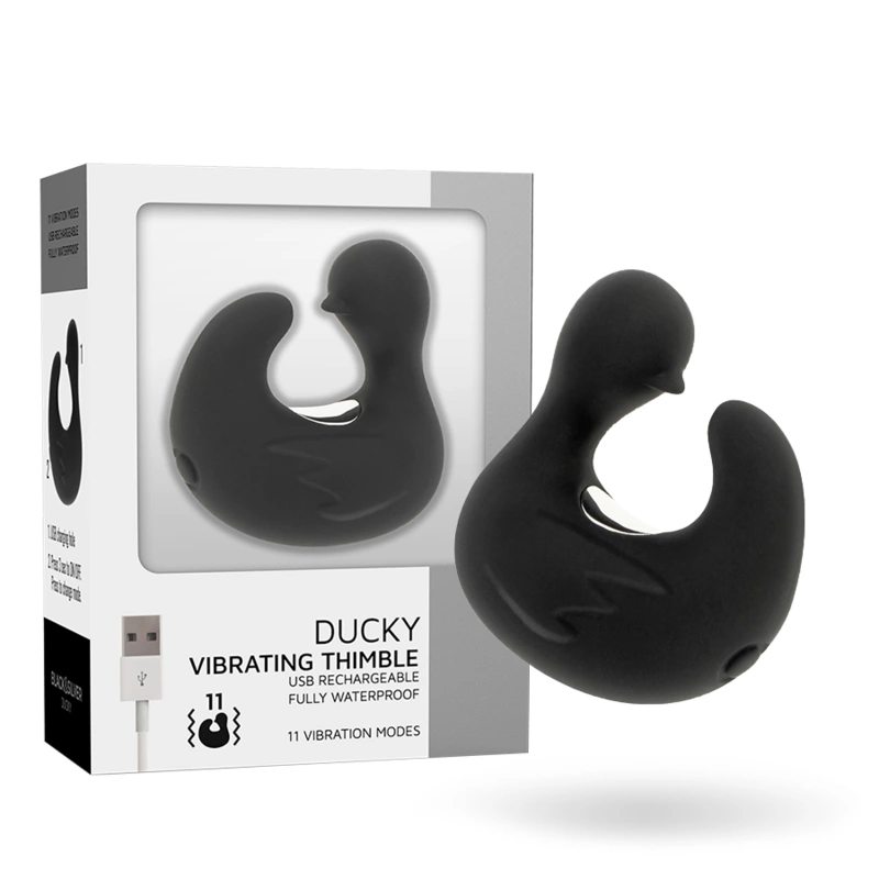 Black&Silver DuckyMania - silikonowa ładowalna miniaturowa maszyna intymna