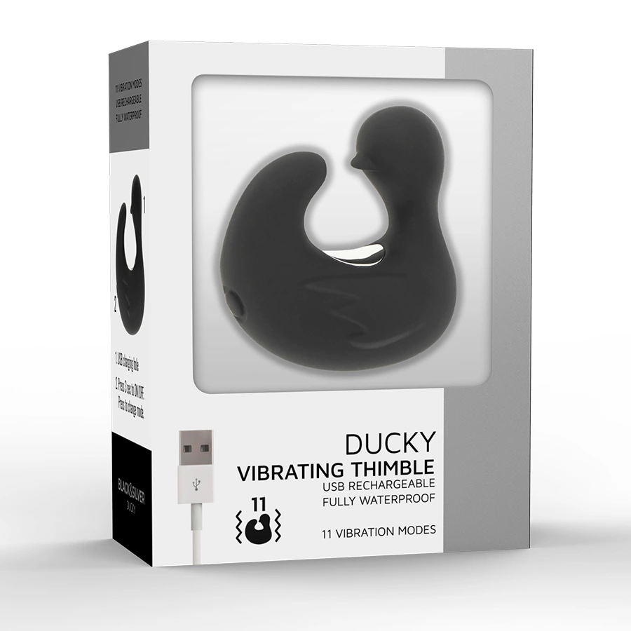 Black&Silver DuckyMania - silikonowa ładowalna miniaturowa maszyna intymna