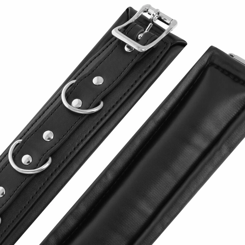 Darkness Kajdanki Bondage PU Skora Metal Wyściełane 20cm Czarne