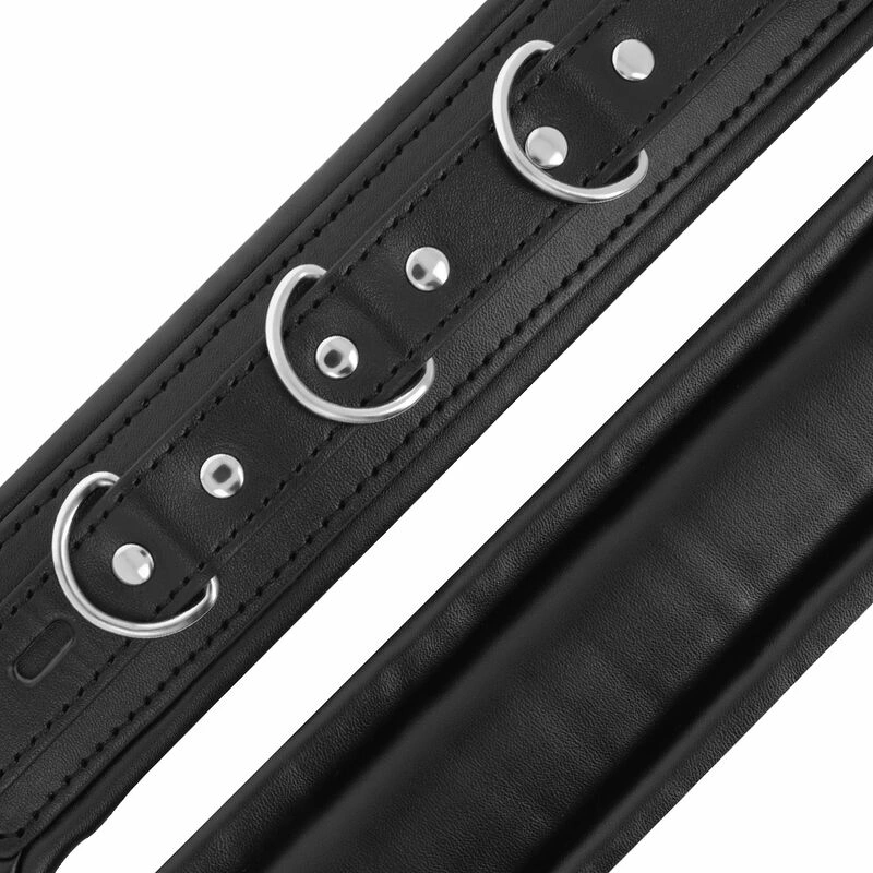 Darkness Kajdanki Bondage PU Skora Metal Wyściełane 20cm Czarne