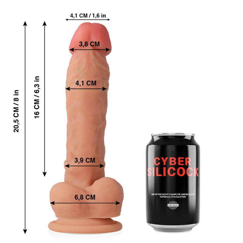Cybersilicock Dong 20,5 cm - płynny silikon, anatomiczny model, przyssawka