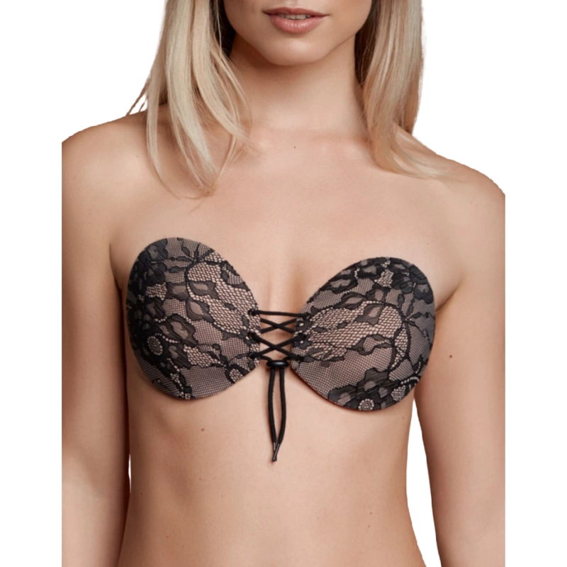 Bye Bra Round Lace-it D - Samoprzylepny biustonosz z haftem, bez ramiączek