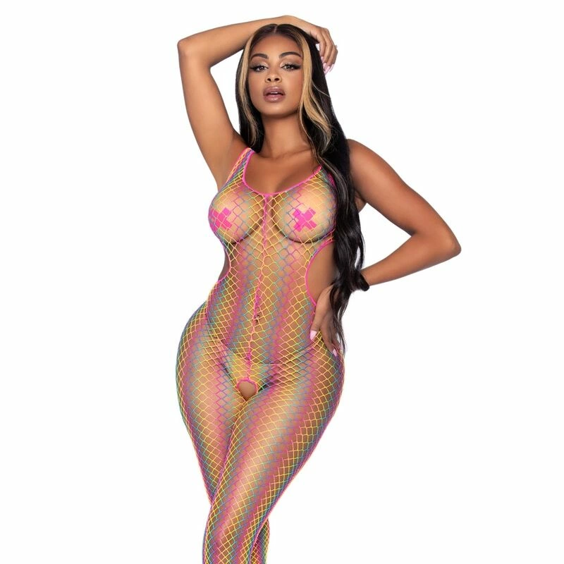 Leg Avenue Bodystocking Rainbow Mesh bez stop uniwersalny rozmiar