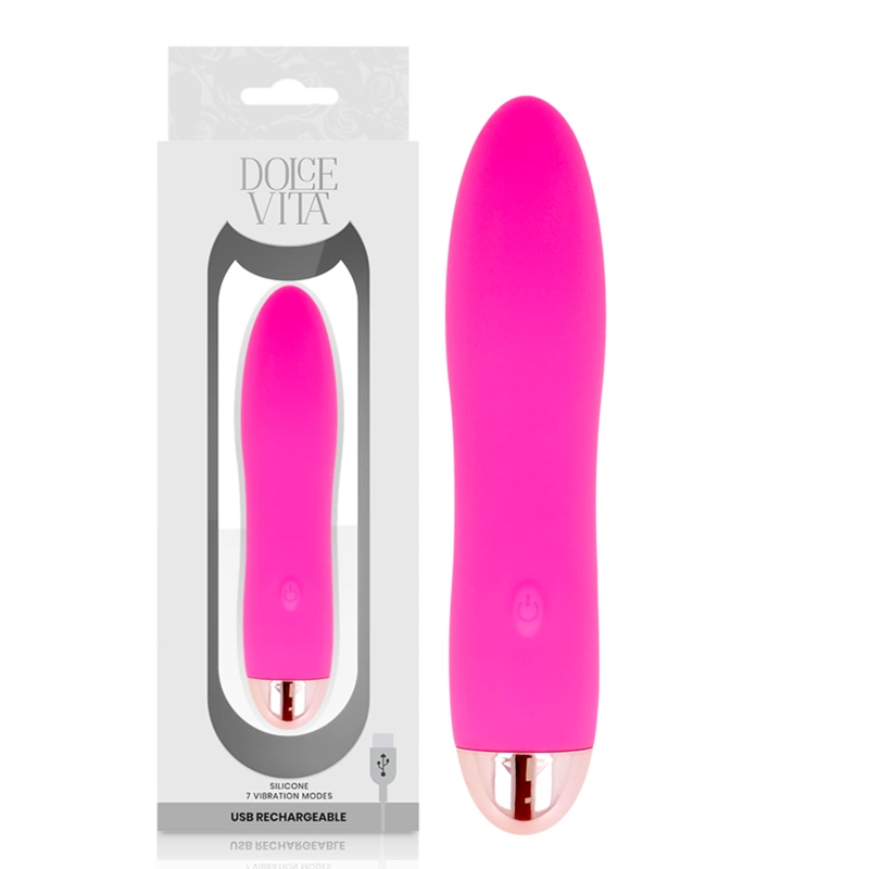 Dolce Vita Cztery Rożowe - Wibrator USB, silikonowy, 7 trybow, 13 cm