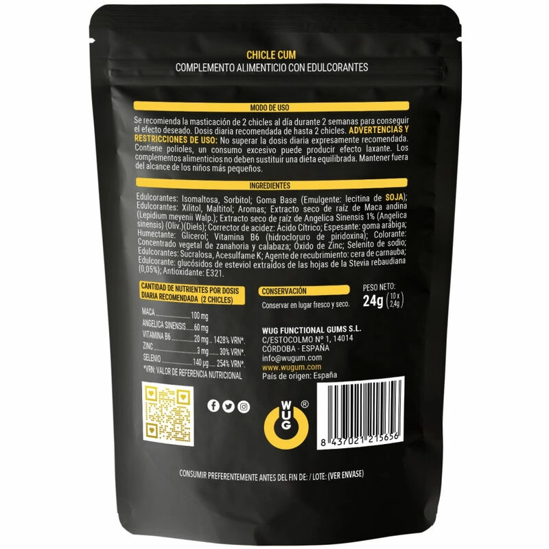 WUG SEX SENSE guma bananowa - 10 szt. wegańska, bez cukru, bez glutenu
