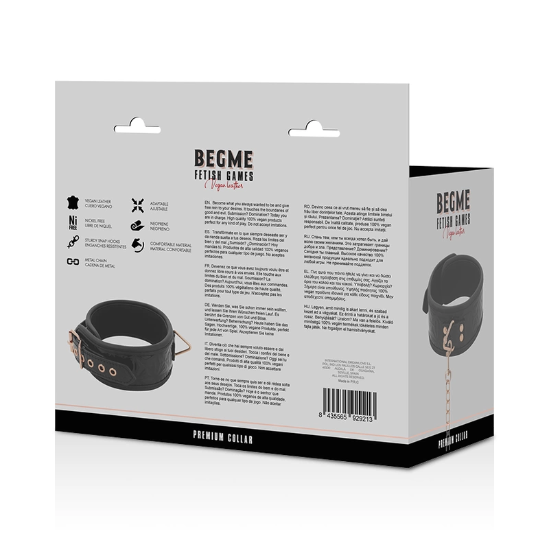 BEGME Black Edition Premium - Kołnierz z wegańskiej skory i neoprenem