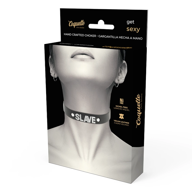 Coquette Chic Desire Choker Wegański Skorzany Regulowany Czarny One Size