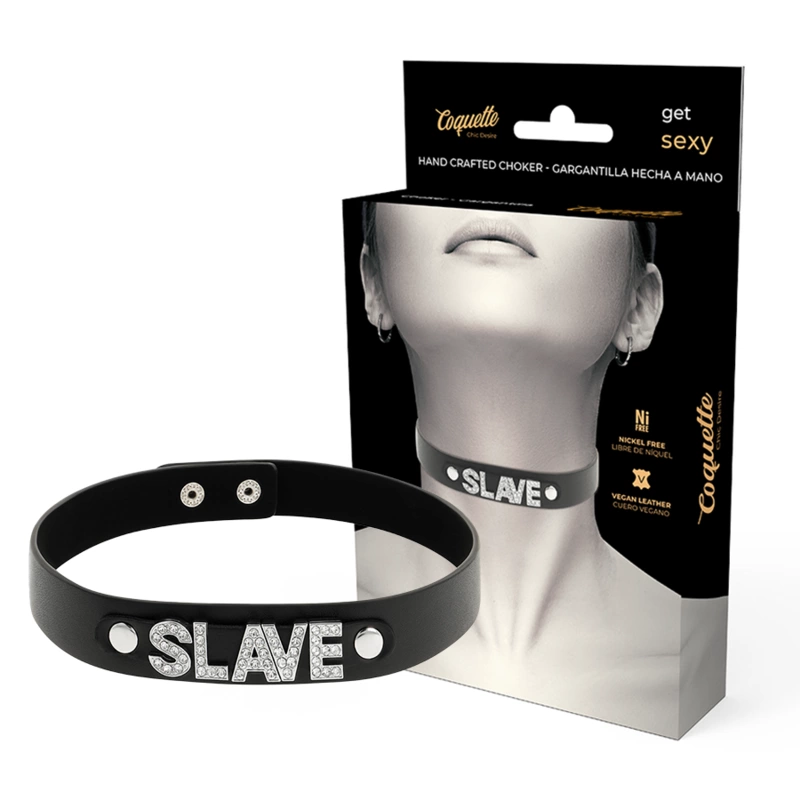 Coquette Chic Desire Choker Wegański Skorzany Regulowany Czarny One Size