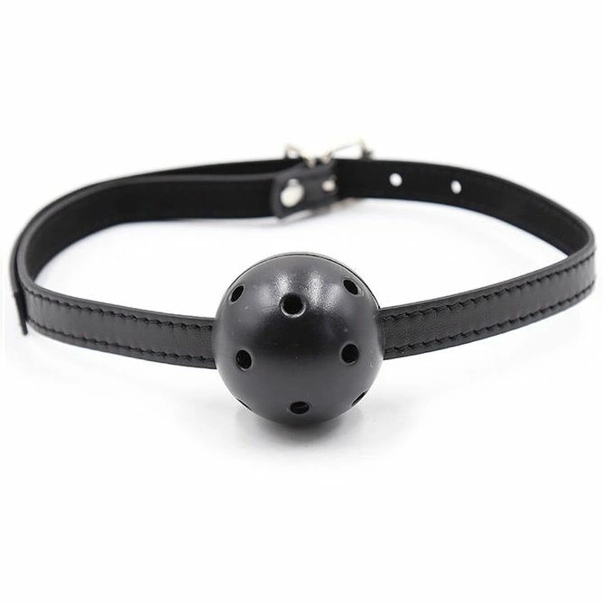 OHMAMA Ball Gag z otworami wentylacyjnymi, regulowany, czarny 4,5 cm