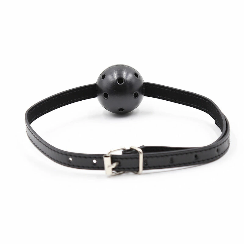 OHMAMA Ball Gag z otworami wentylacyjnymi, regulowany, czarny 4,5 cm
