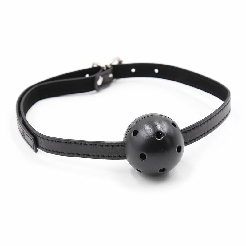OHMAMA Ball Gag z otworami wentylacyjnymi, regulowany, czarny 4,5 cm