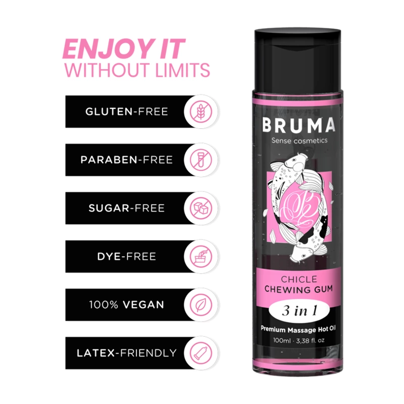 BRUMA Premium Olejek Masażowy 3w1 Guma do Żucia, efekt ciepła, 100ml