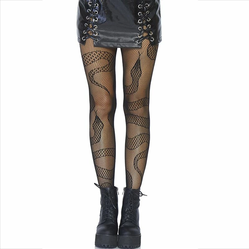 Leg Avenue Pończochy Kabaretki Czarny Wzor Wężowy One Size