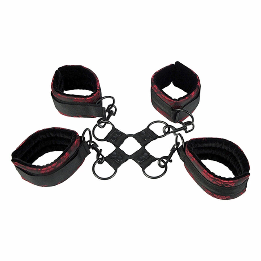 CalExotics Scandal Hog Tie - mankiety regulowane, czerwono-czarne