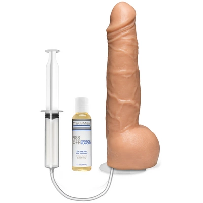 Realistyczne dildo tryskające do masturbacji wykonane z beżowego silikonu z przyssawką Doc Johnson 19 cm