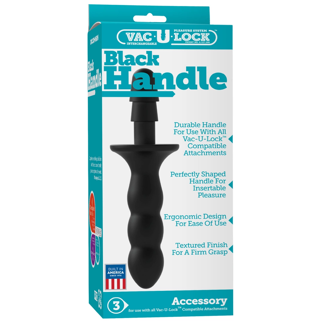 Korek analny wykonany z czarnego silikonu z rączką Doc Johnson