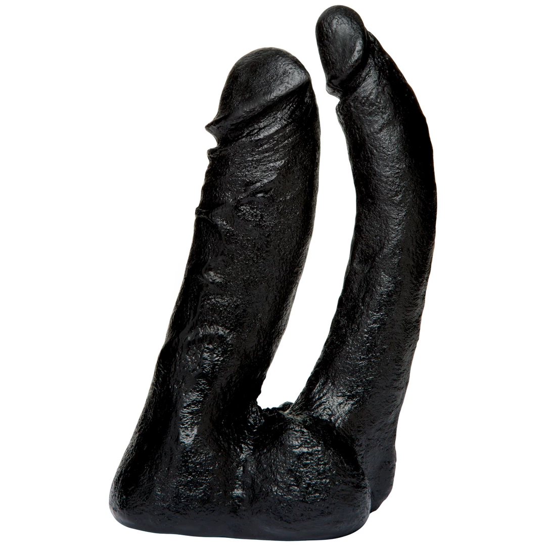 Realistyczne podwójne dildo do masturbacji wykonane z czarnego silikonu Doc Johnson 16 cm