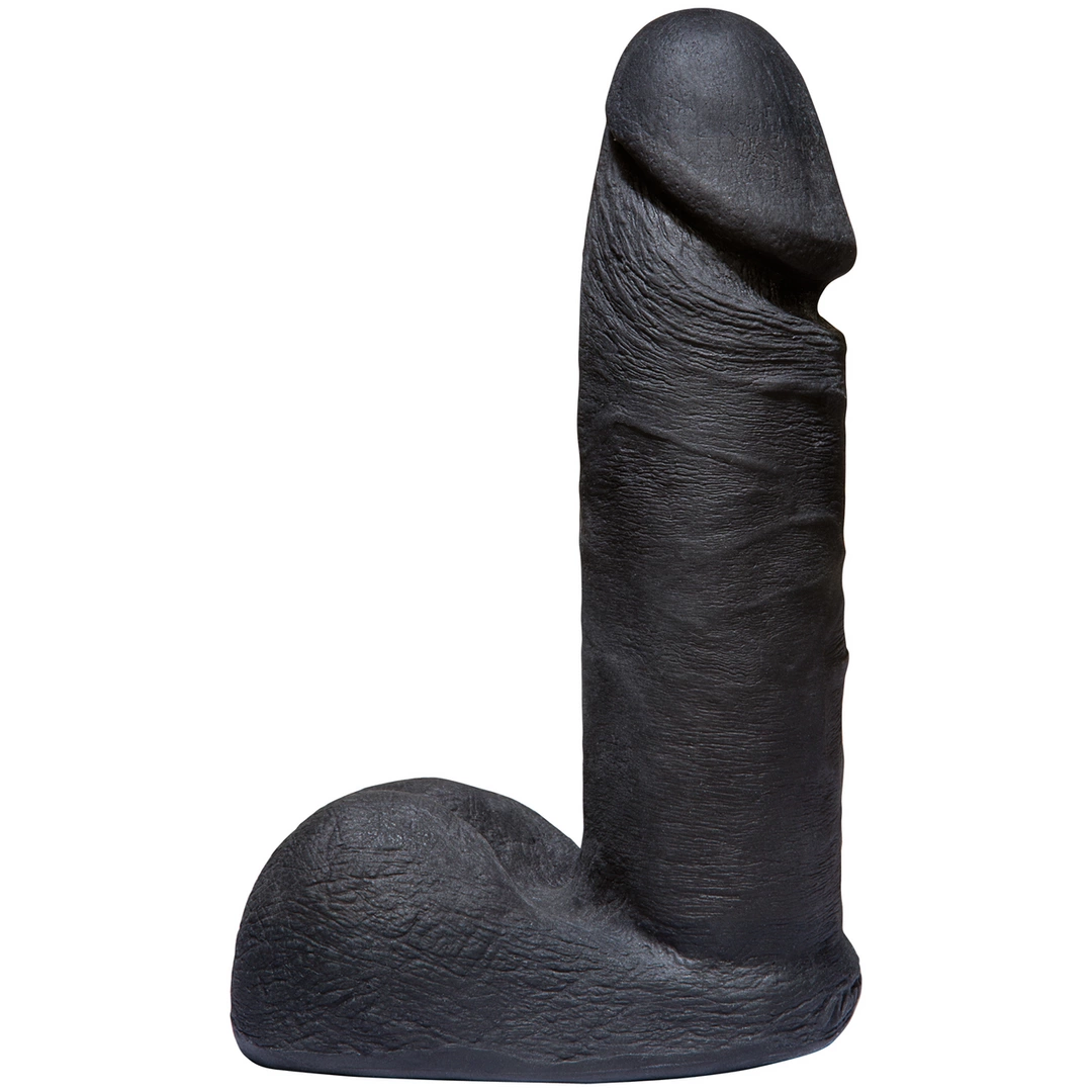 Realistyczne dildo z jądrami do masturbacji pochwy wykonane z czarnego silikonu Doc Johnson 15 cm