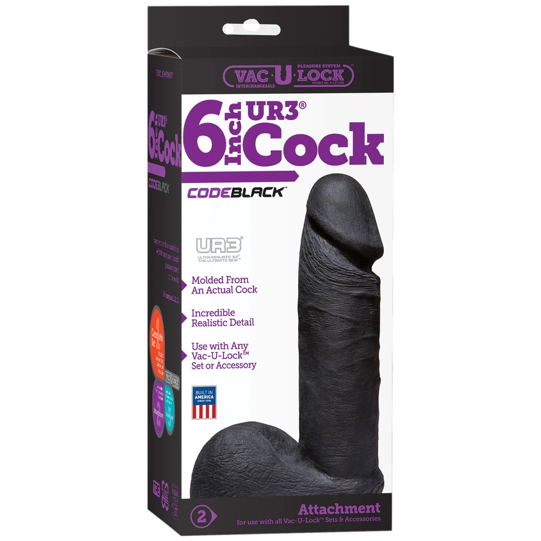 Realistyczne dildo z jądrami do masturbacji pochwy wykonane z czarnego silikonu Doc Johnson 15 cm