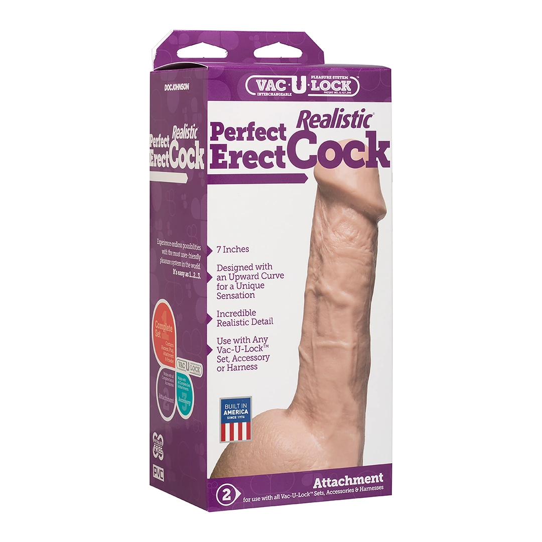 Realistyczne dildo do masturbacji wykonane z beżowego silikonu z jądrami Doc Johnson 18 cm