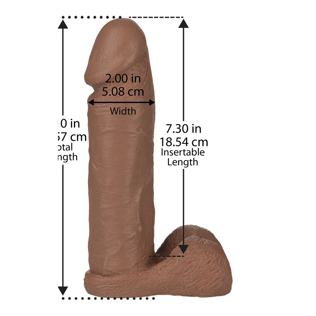 Realistyczne dildo do masturbacji pochwy wykonane z brązowego silikonu z jądrami Doc Johnson 20 cm