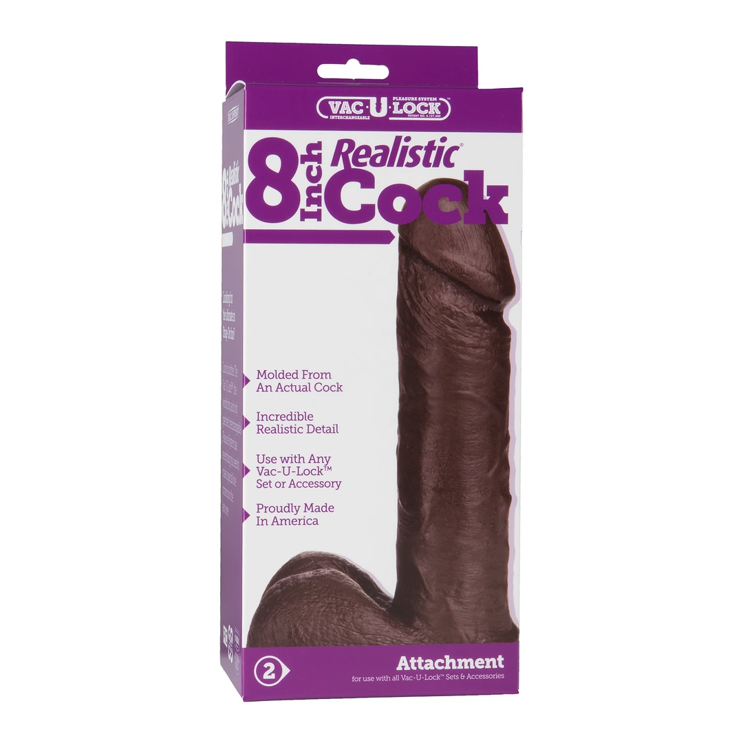 Realistyczne dildo do masturbacji wykonane z brązowego silikonu z jądrami Doc Johnson 20 cm