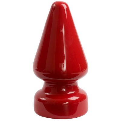 Korek analny wykonany z barwionego na czerwono chlorku winylu w kształcie piramidy Doc Johnson Red Boy XL