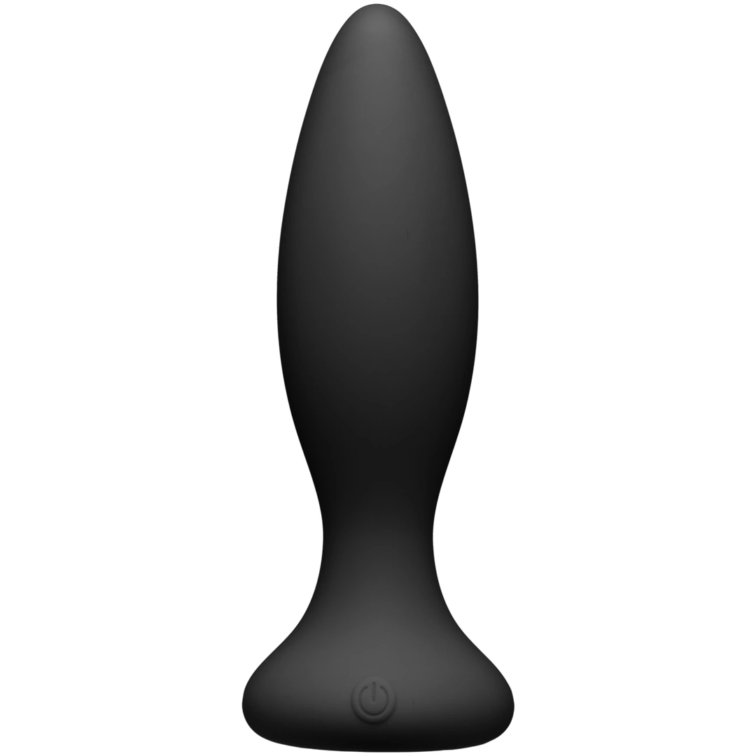 Wibrujący korek analny wykonany z czarnego silikonu dla początkujących Doc Johnson Vibe 14 cm