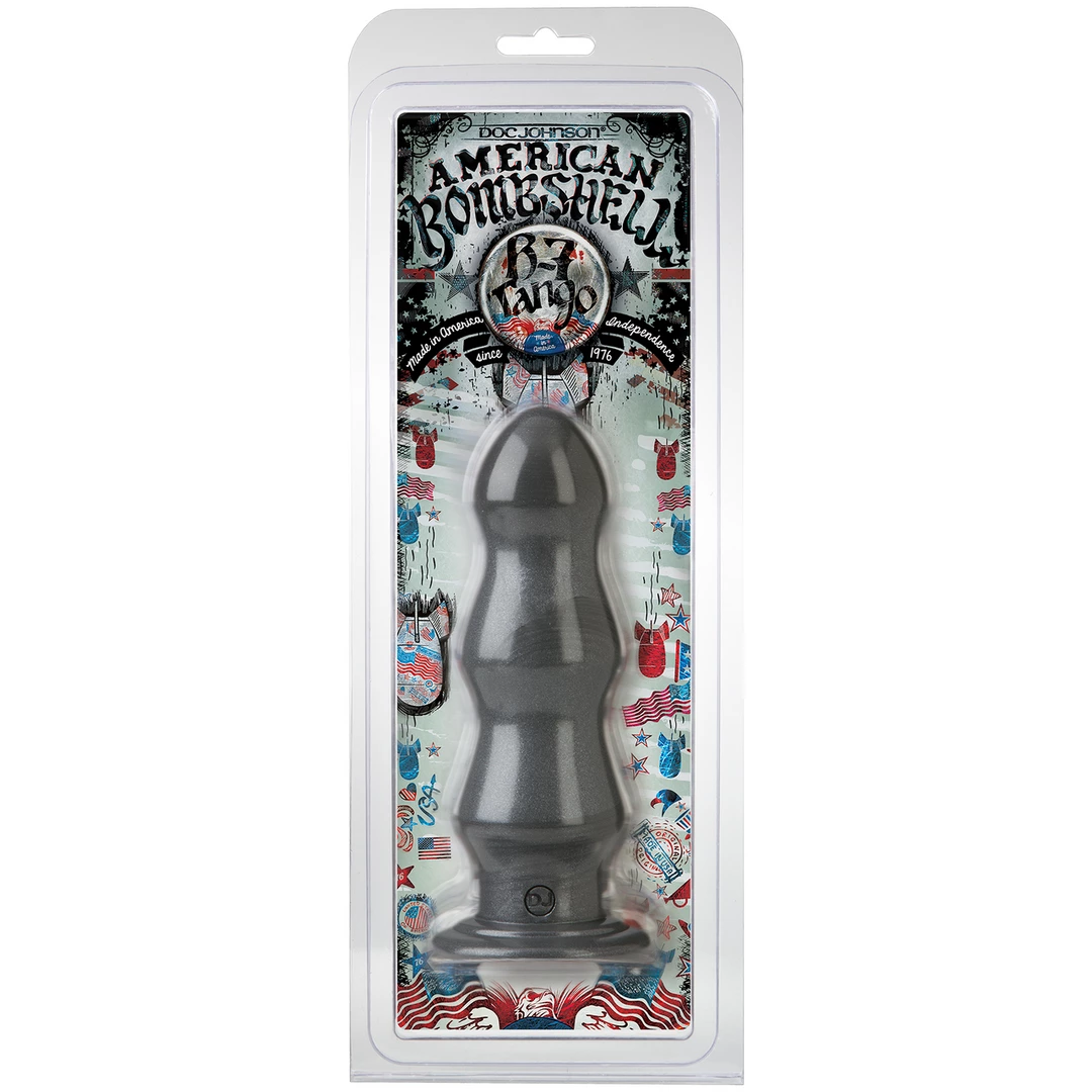 Korek analny wykonany z szarego chlorku winylu w kształcie penisa z wypukłościami Doc Johnson B-7 9 cm