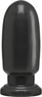 Korek analny wykonany z barwionego na czarno polichlorku winylu w kształcie kuli Doc Johnson Shellshock 8 cm