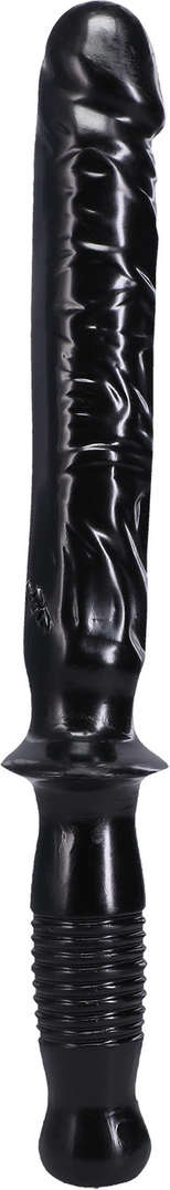 Realistyczne dildo do masturbacji wykonane z czarnego silikonu z uchwytem Doc Johnson Manhandler 37 cm