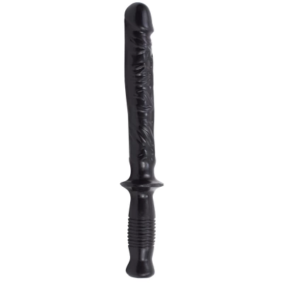 Realistyczne dildo do masturbacji wykonane z czarnego silikonu z uchwytem Doc Johnson Manhandler 37 cm