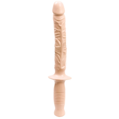 Realistyczne dildo do masturbacji wykonane z beżowego silikonu z uchwytem Doc Johnson Dildo Manhandler