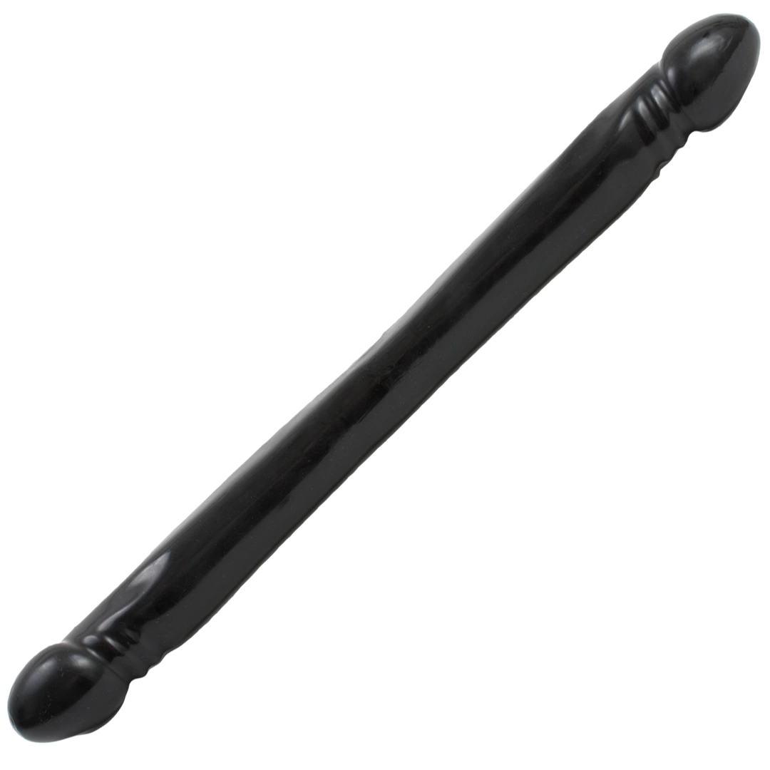 Dildo z podwójną końcówką do masturbacji wykonane z czarnego silikonu Doc Johnson 45 cm