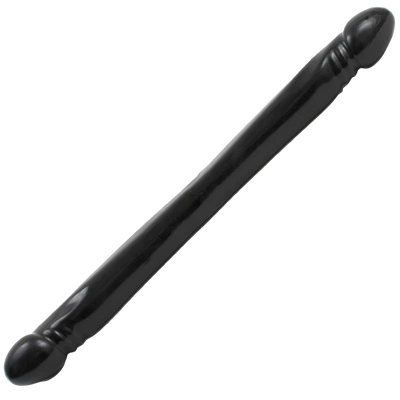Dildo z podwójną końcówką do masturbacji wykonane z czarnego silikonu Doc Johnson 45 cm