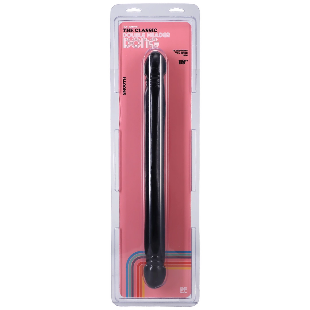 Dildo z podwójną końcówką do masturbacji wykonane z czarnego silikonu Doc Johnson 45 cm Dildo z podwójną końcówką do masturbacji wykonane z czarnego silikonu Doc Johnson 45 cm