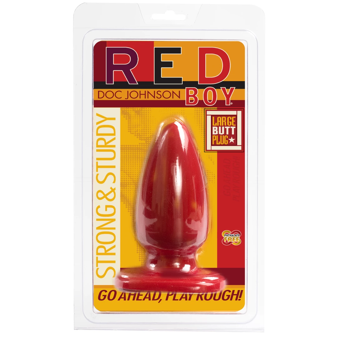 Korek analny wykonany z barwionego na czerwono chlorku winylu w kształcie piramidy Doc Johnson Red Boy L Korek analny wykonany z barwionego na czerwono chlorku winylu w kształcie piramidy Doc Johnson Red Boy L