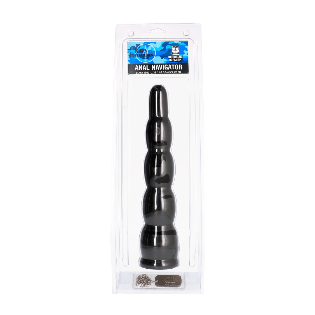 Dildo do masturbacji wykonane z czarnego silikonu z okrągłymi wypukłościami Domestic Partner 30 cm Dildo do masturbacji wykonane z czarnego silikonu z okrągłymi wypukłościami Domestic Partner 30 cm