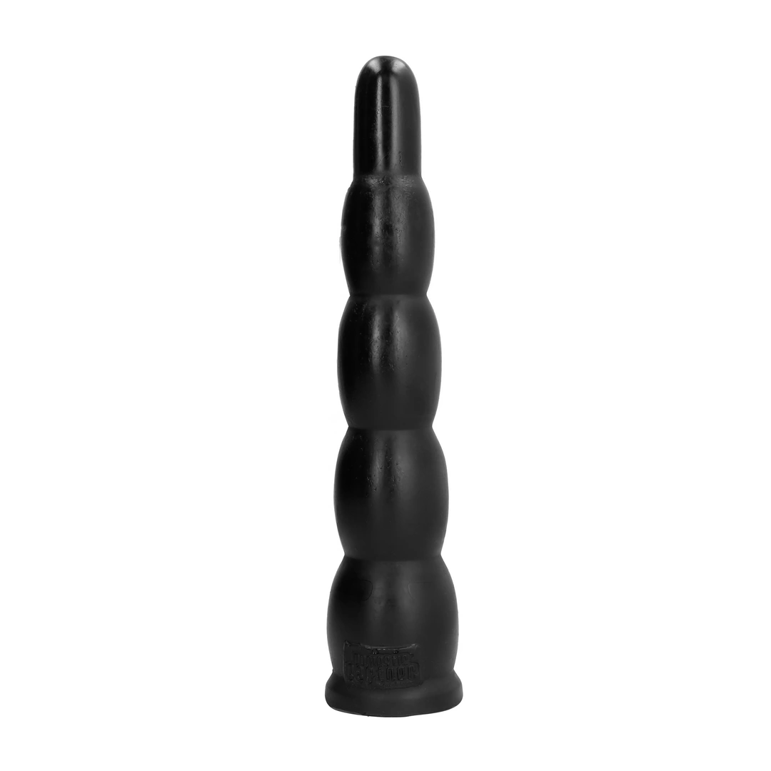 Dildo do masturbacji wykonane z czarnego silikonu z okrągłymi wypukłościami Domestic Partner 30 cm