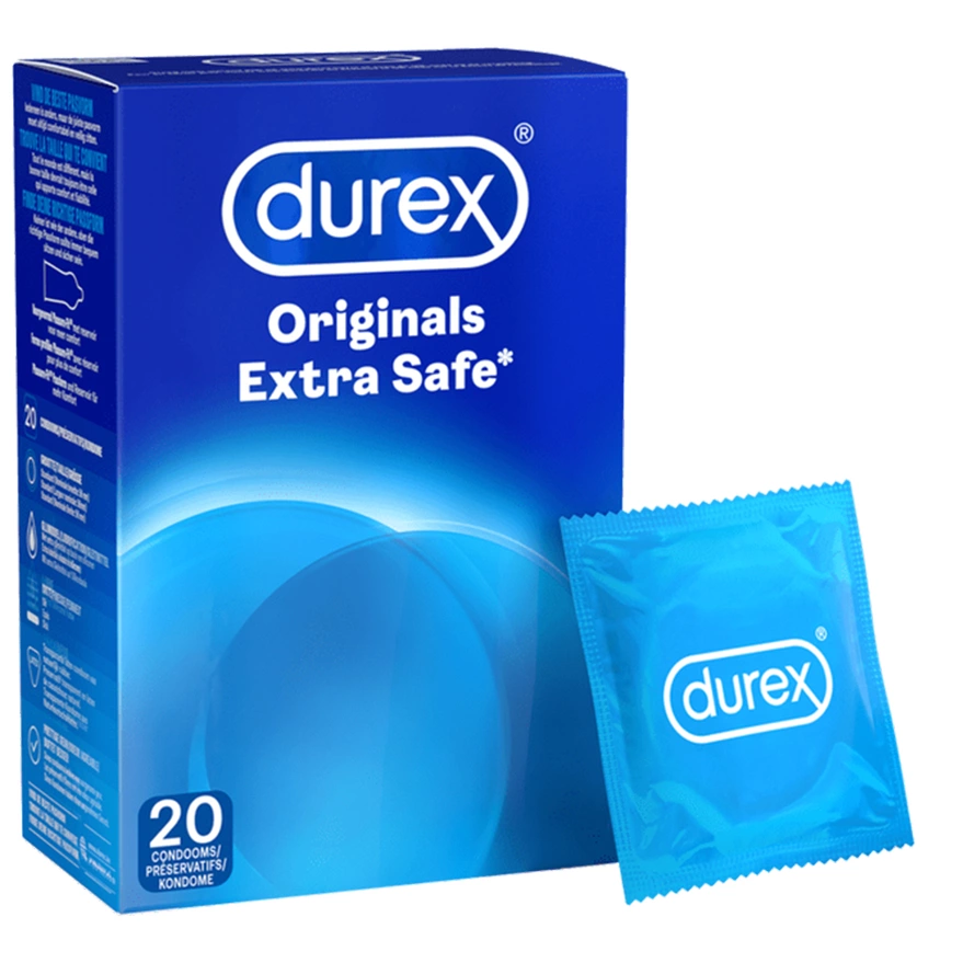 Prezerwatywy lateksowe przezroczyste i gładkie do seksu waginalnego Durex Originals Extra Safe 20 szt