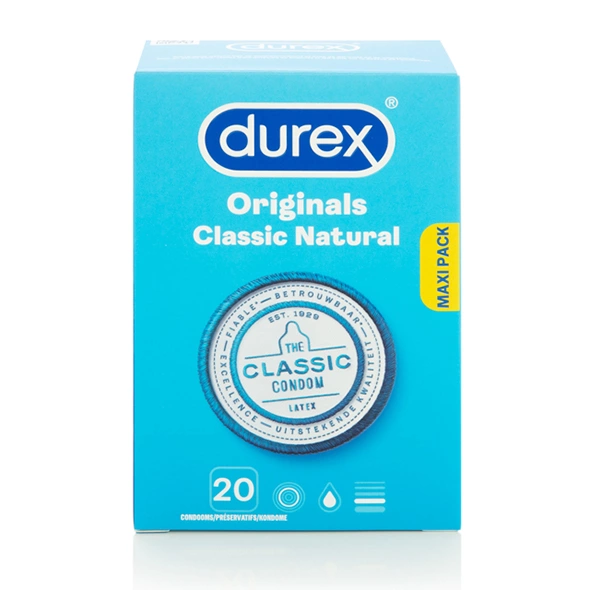 Prezerwatywy lateksowe przezroczyste gładkie do seksu waginalnego Durex Classic 20 szt