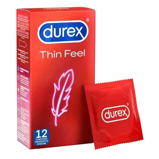 Prezerwatywy cienkie lateksowe przezroczyste gładkie do seksu waginalnego Durex Thin Feel 12 szt