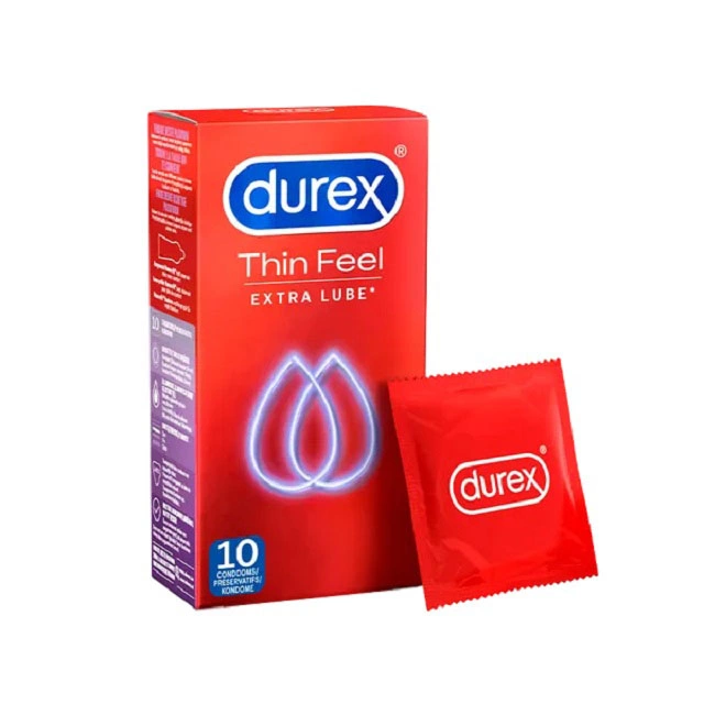 Prezerwatywy cienkie lateksowe przezroczyste gładkie do seksu waginalnego oralnego i analnego Durex Thin Feel Extra Lube 10 szt
