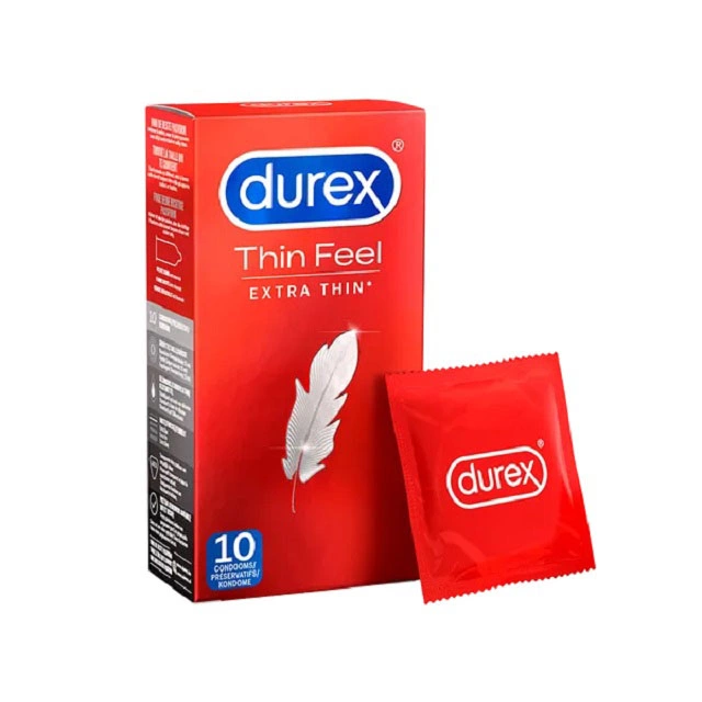 Prezerwatywy cienkie lateksowe przezroczyste gładkie do seksu waginalnego Durex Thin Feel 10 szt