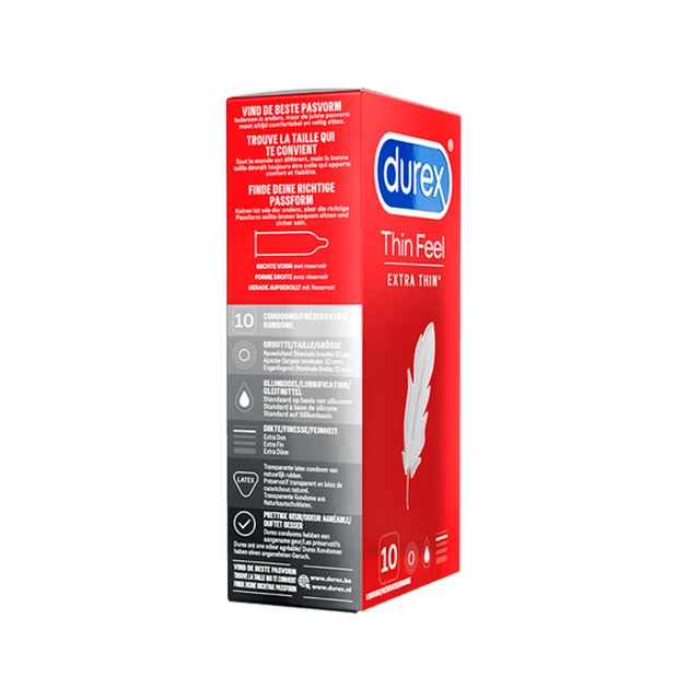 Prezerwatywy cienkie lateksowe przezroczyste gładkie do seksu waginalnego Durex Thin Feel 10 szt