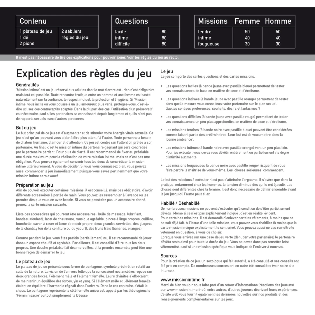 Mission Intime Classique gra partnerska karciana 480 zadań PL/FR