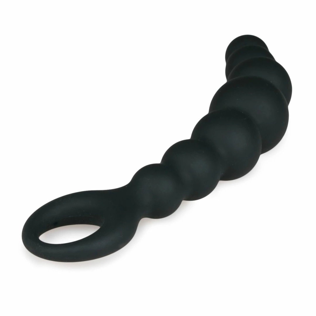 Sinner Gear Korek analny silikonowy z koralikami, czarny, 14 cm